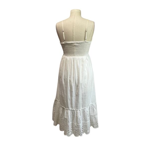 Japna White Eyelet Midi Cottage 00% Cotton Dress Size Small - Picture 3 of 7